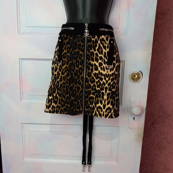 Killstar nwt leopard goth/punk skirt! Pretty kitty strappy mini! FINAL PRICE! - Picture 3 of 16